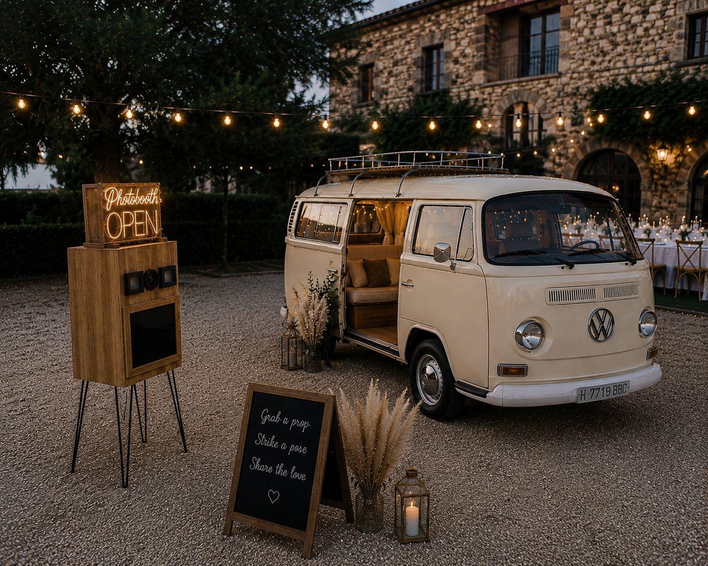 Fotomatón interior furgoneta Volkswagen Margharet boda Madrid · Ruliña Moments